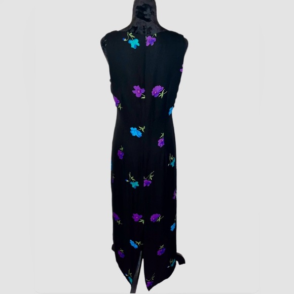 Y2K 100% Silk Spenser Jeremy Black Floral Maxi Dress- size 8 - Picture 4 of 4
